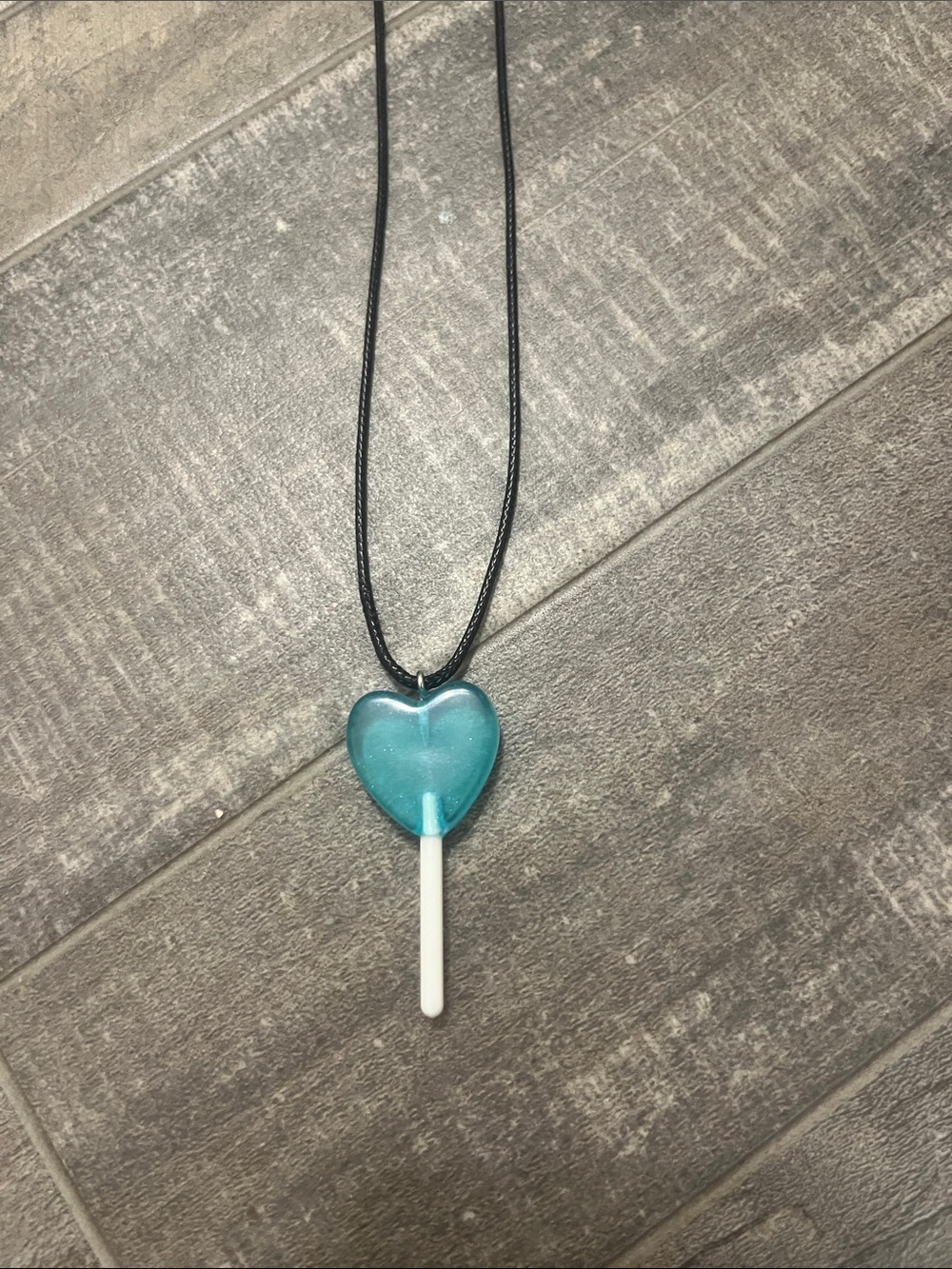 Heart Lollipop Pendant Necklace - Blue